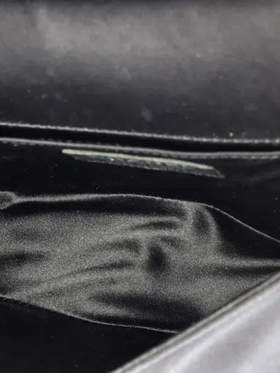 Pre-owned Chanel Boy Flap Bag Pearl Embellished Satin Old Medium Shoulder Bag In Black