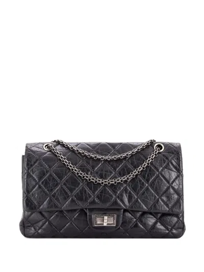 Pre-owned Chanel Reissue 2.55 Flap Bag Quilted Aged Calfskin 227 Shoulder Bag In Black
