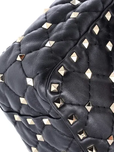 Pre-owned Valentino Garavani Vltn Rockstud Spike Flap Bag Quilted Leather Medium Shoulder Bag In Black
