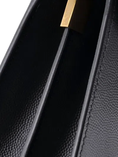 Pre-owned Saint Laurent Cassandra Top Handle Bag Leather Mini Shoulder Bag In Gray