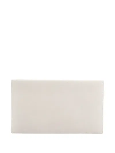 Pre-owned Saint Laurent Uptown Pouch Leather Clutch Bag In Neutral