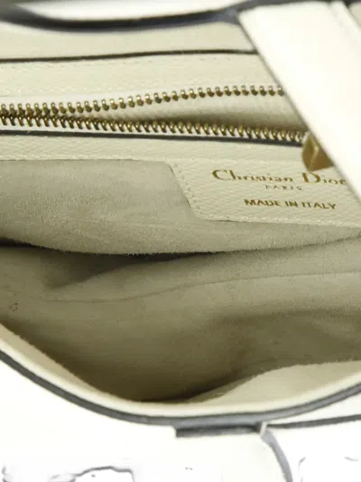 Pre-owned Dior Saddle Handbag Leather Medium Shoulder Bag In White