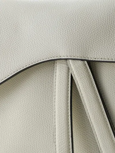 Pre-owned Dior Saddle Handbag Leather Medium Shoulder Bag In White