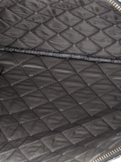 Pre-owned Chanel Boy O Case Quilted Calfskin Large Clutch Bag In Silver