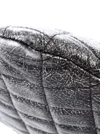 Pre-owned Chanel Boy O Case Quilted Calfskin Large Clutch Bag In Silver