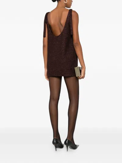 So Allure Tie Straps Bouclé Dress In Brown