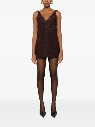 So Allure Tie Straps Bouclé Dress In Brown
