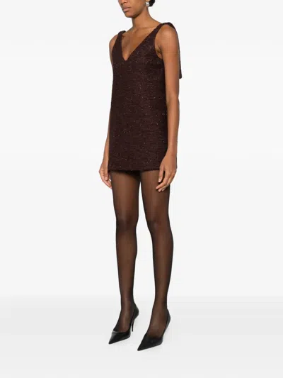 So Allure Tie Straps Bouclé Dress In Brown