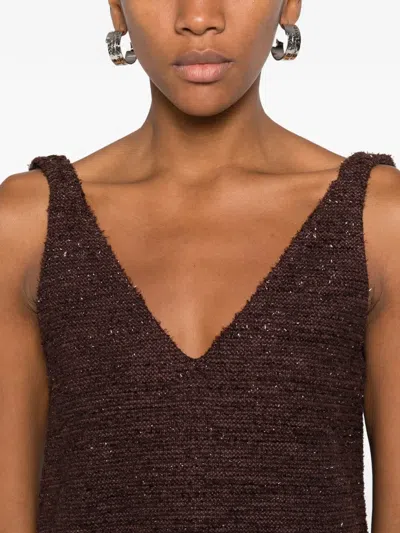 So Allure Tie Straps Bouclé Dress In Brown