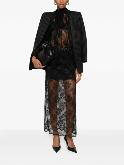So Allure Lace Scarf Detail Blouse In Black