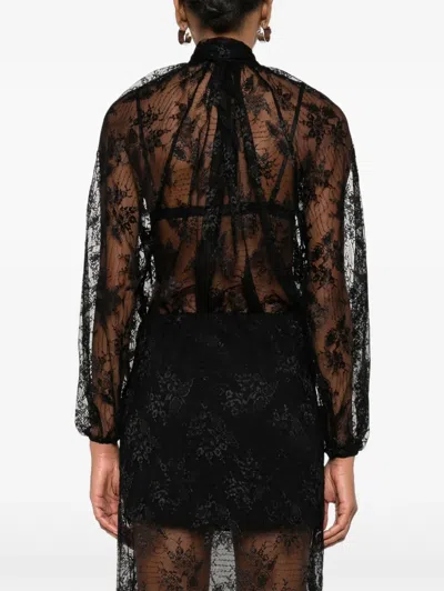 So Allure Lace Scarf Detail Blouse In Black