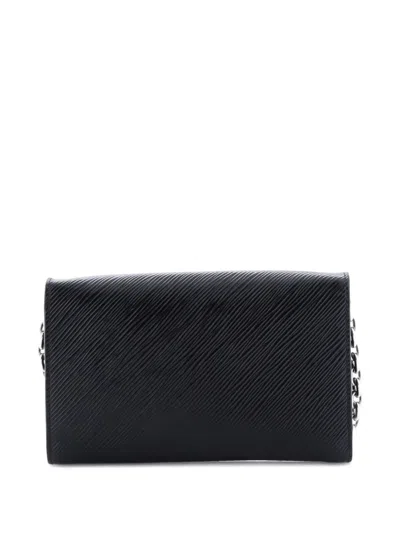 Pre-owned Louis Vuitton Twist Chain Wallet Epi Leather Crossbody Bag In Black