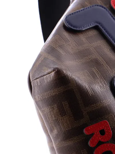 Pre-owned Fendi Mania Logo Waist Bag Zucca Coated Canvas Belt Bag In Brown