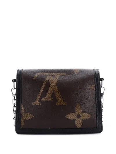 Pre-owned Louis Vuitton Dauphine Shoulder Bag Reverse Monogram Giant Mm Crossbody Bag In Black