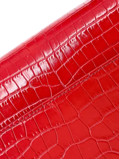 Pre-owned Saint Laurent Sunset Crocodile Embossed Leather Medium Crossbody Bag In Red
