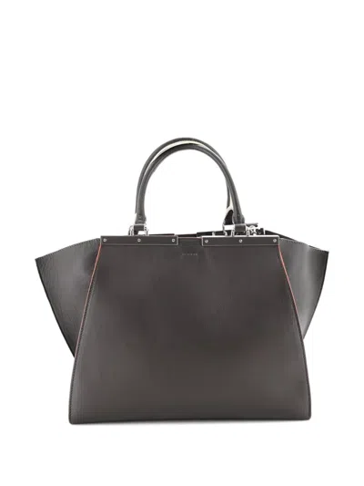 Pre-owned Fendi Petite 3jours Bag Leather Satchel In Gray