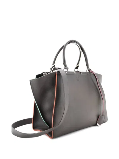 Pre-owned Fendi Petite 3jours Bag Leather Satchel In Gray