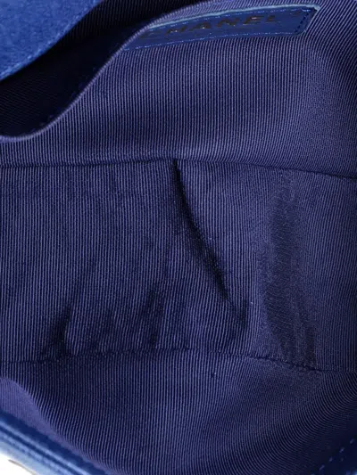 Pre-owned Chanel Boy Flap Bag Quilted Caviar Small Crossbody Bag In Blue