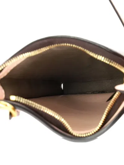 Pre-owned Fendi Bustine 3 Pockets Leather And Zucca Coated Canvas Mini Crossbody Bag In Pink