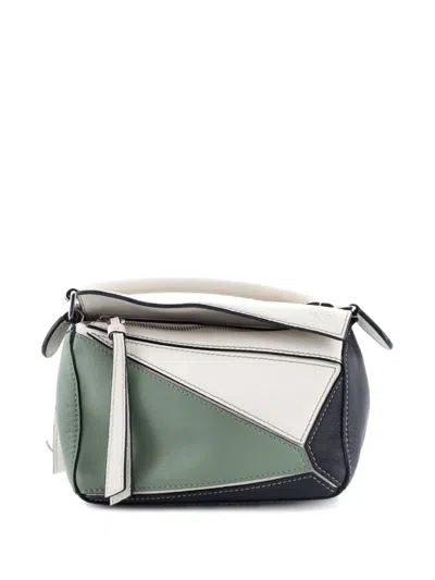 Pre-owned Loewe Puzzle Bag Leather Mini Crossbody Bag In Black