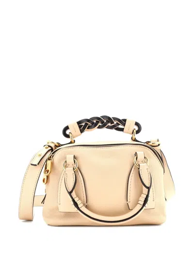 Pre-owned Chloé Daria Bag Leather Small Shoulder Bag In Neutral