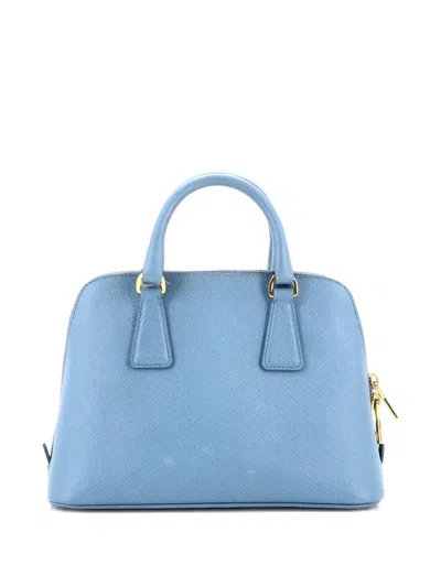 Pre-owned Prada Promenade Bag Saffiano Leather Small Satchel In Blue