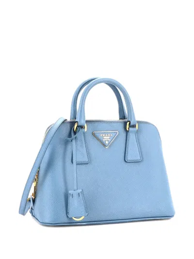 Pre-owned Prada Promenade Bag Saffiano Leather Small Satchel In Blue