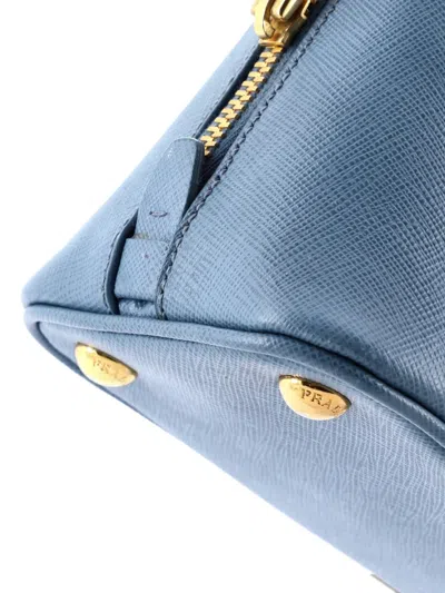 Pre-owned Prada Promenade Bag Saffiano Leather Small Satchel In Blue
