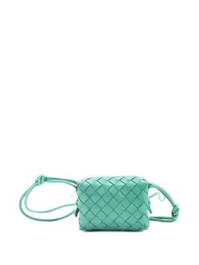 Pre-owned Bottega Veneta Loop Intrecciato Nappa Candy Crossbody Bag In Green