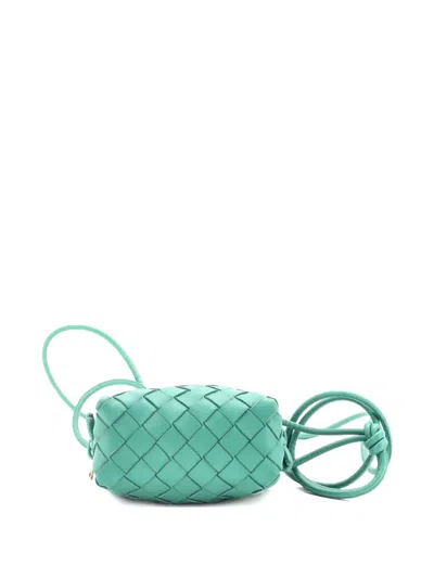 Pre-owned Bottega Veneta Loop Intrecciato Nappa Candy Crossbody Bag In Green