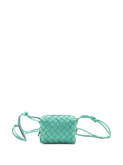 Pre-owned Bottega Veneta Loop Intrecciato Nappa Candy Crossbody Bag In Green
