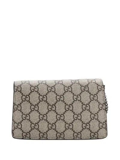 Pre-owned Gucci Dionysus Bag Gg Coated Canvas Super Mini Crossbody Bag In Brown