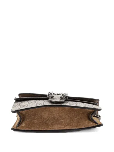 Pre-owned Gucci Dionysus Bag Gg Coated Canvas Super Mini Crossbody Bag In Brown