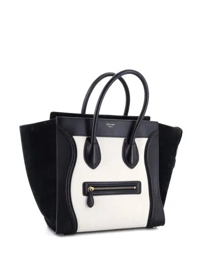 Pre-owned Celine Bicolor Luggage Bag Leather Mini Satchel In Black