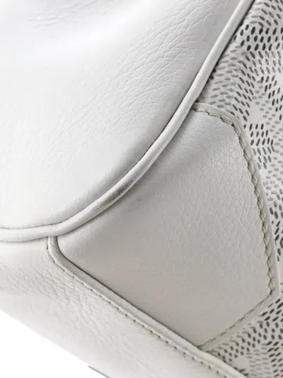 Pre-owned Goyard Saigon Top Handle Bag Coated Canvas With Leather Mini Shoulder Bag In White