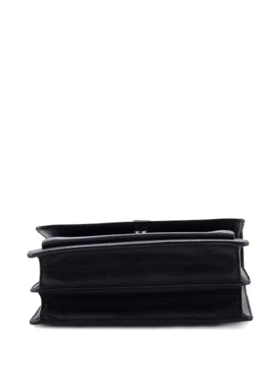 Pre-owned Saint Laurent Sunset Satchel Leather Medium Crossbody Bag In Black