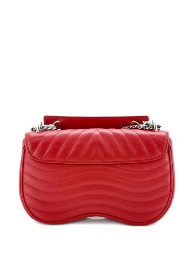 Pre-owned Louis Vuitton New Wave Chain Bag Quilted Leather Mm Crossbody Bag In Red