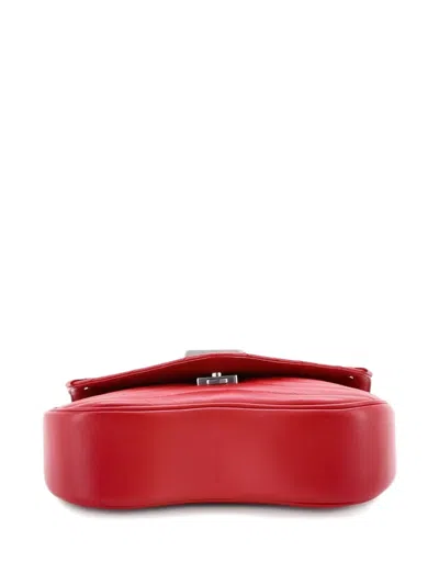 Pre-owned Louis Vuitton New Wave Chain Bag Quilted Leather Mm Crossbody Bag In Red