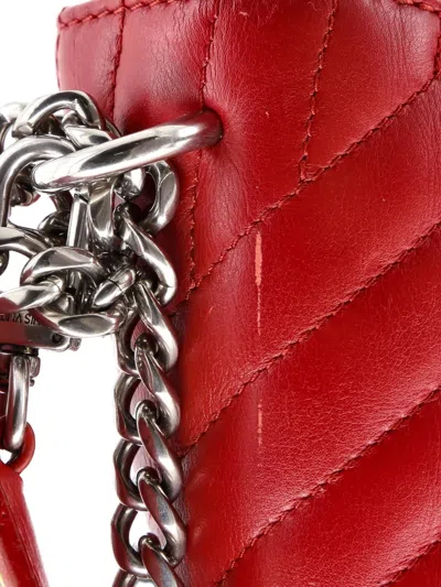 Pre-owned Louis Vuitton New Wave Chain Bag Quilted Leather Mm Crossbody Bag In Red