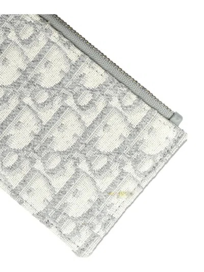 Pre-owned Dior Saddle Chain Wallet Oblique Canvas Crossbody Bag In Gray