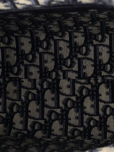 Pre-owned Dior Basket Bag Wicker And Oblique Canvas Large Tote Bag In Blue