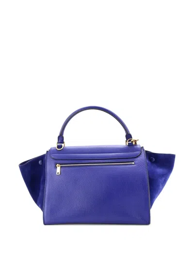 Pre-owned Celine Trapeze Bag Leather Medium Satchel In Blue