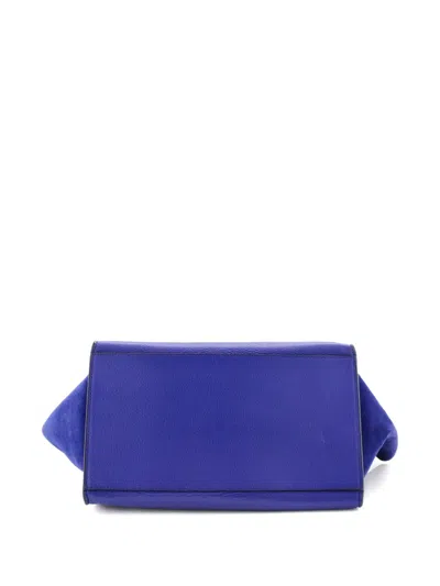 Pre-owned Celine Trapeze Bag Leather Medium Satchel In Blue