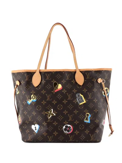 Pre-owned Louis Vuitton Neverfull Nm Limited Edition Love Lock Monogram Canvas Mm Tote Bag In Brown