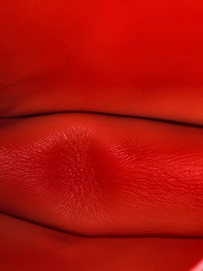 Pre-owned Burberry Tb Flap Chain Bag Monogram Embossed Leather Small Crossbody Bag In Red