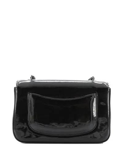 Pre-owned Chanel Camellia Flap Bag Patent Mini Shoulder Bag In Black