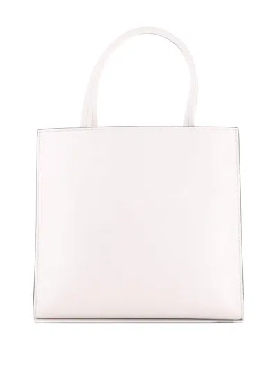 Pre-owned Prada Logo Drill Leather Small Tote Bag In White