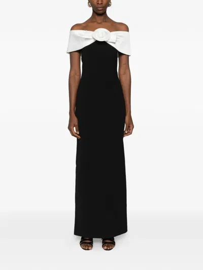 Self-portrait Flower Datail Maxi Dress In Black