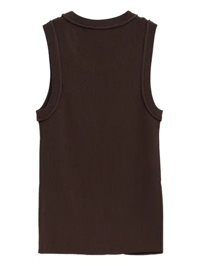 Loewe Logo-embroidered Tank Top In Brown
