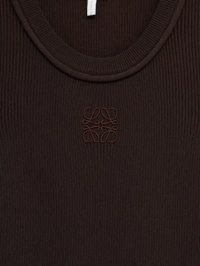 Loewe Logo-embroidered Tank Top In Brown